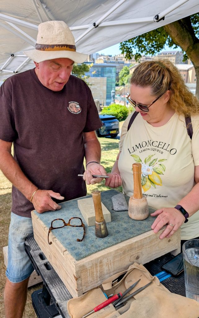 Heritage Crafts. Stone mason hands on session at Bradford Cathedral. Bradford Heritage Festival 2025.