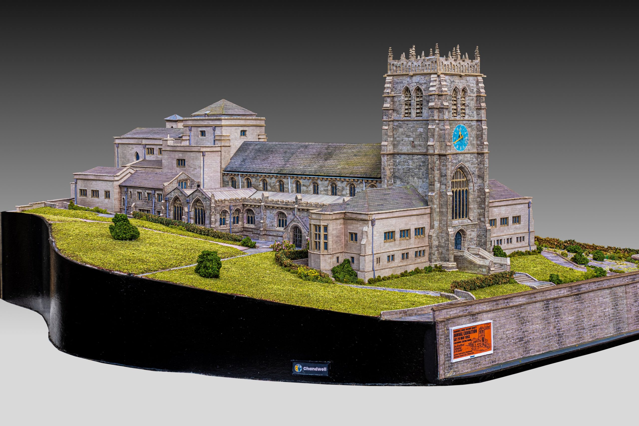 The image shows a to scale model of Bradford Cathedral